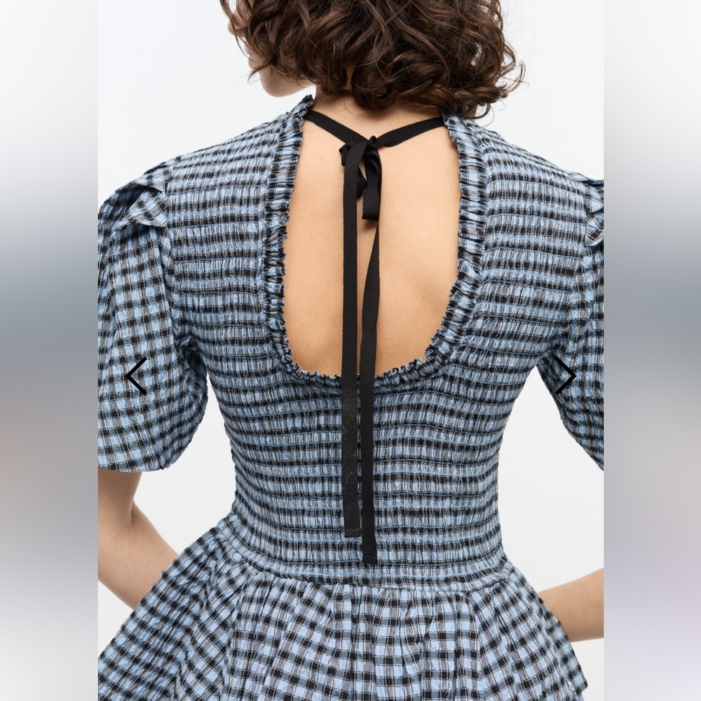 Ganni Puff Sleeve Gingham Dress NWT